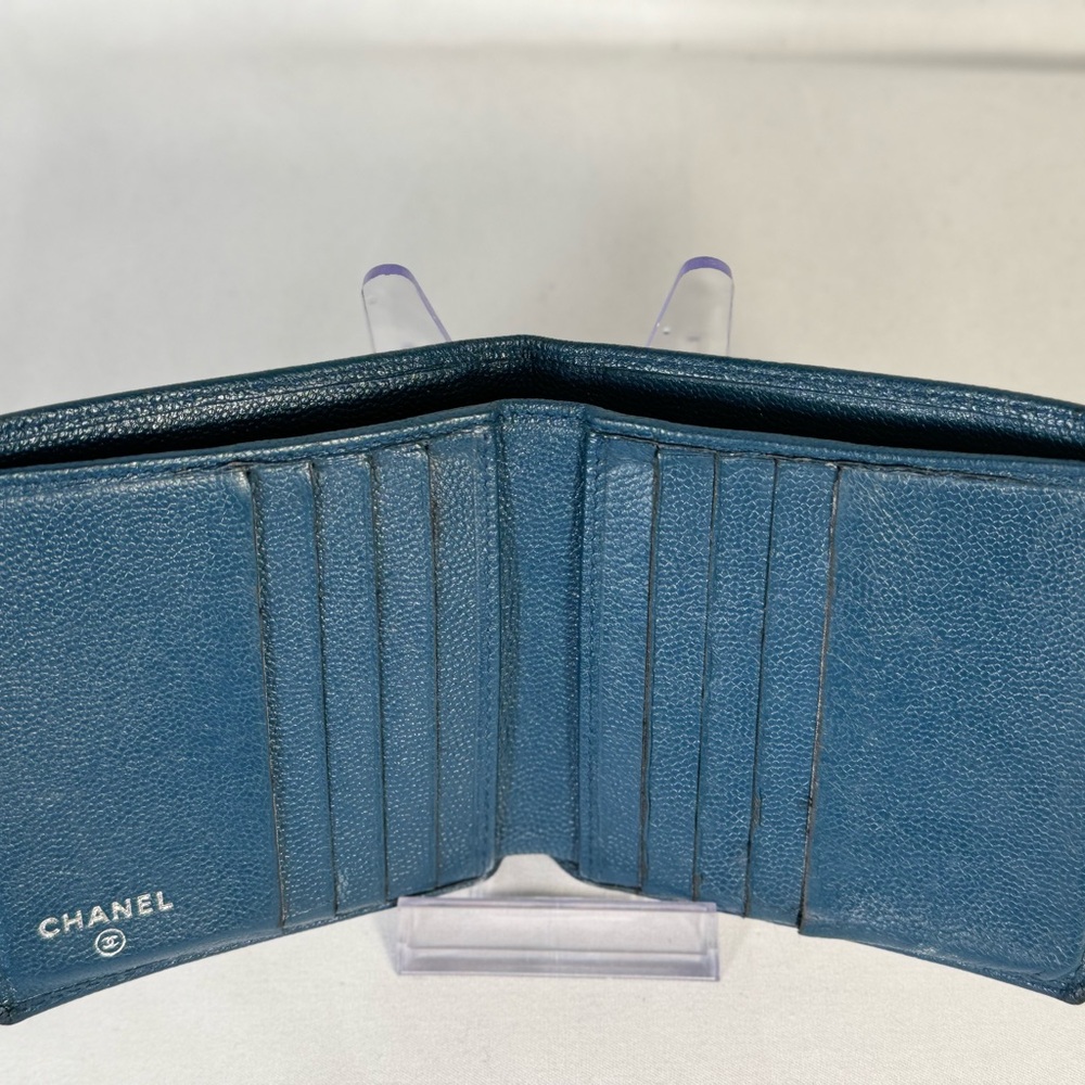 Chanel Caviar Bifold Wallet blue EUC with box - Picture 7 of 12